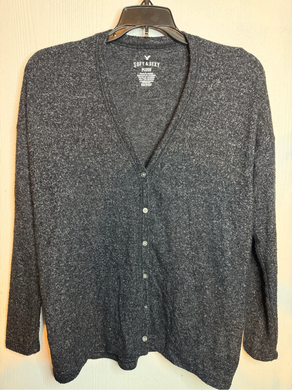 Women’s Grey V-Neck Button Cardigan Sweater